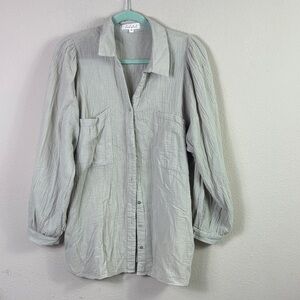 Gauze Cotton Blend Long Sleeve Button Down shirt Grayish sz M (Sweet Generis)